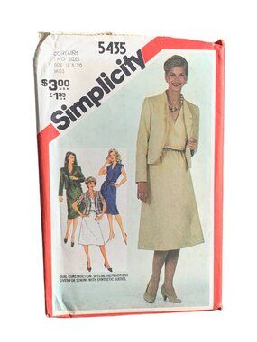 Simplicity 5435 Womens Sewing Pattern Jacket Dress Size 18-20 Uncut